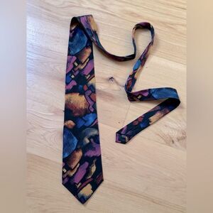 Vintage Colorful MANSOURI New York Abstract Cobblestones Silk Luxury Neck Tie